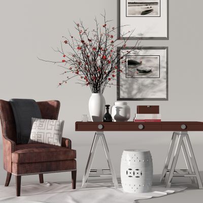 欧式休闲沙发写字台花瓶