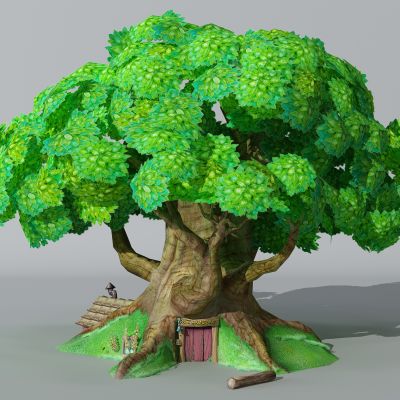 办卡通儿童乐园植物树树屋