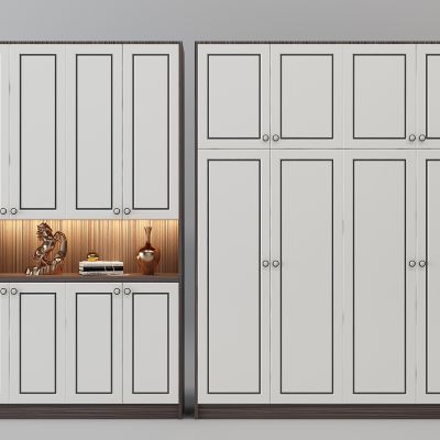 现代实木鞋柜衣柜组合