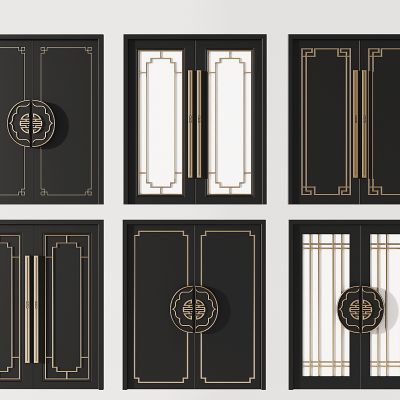 新中式大门平开门构件