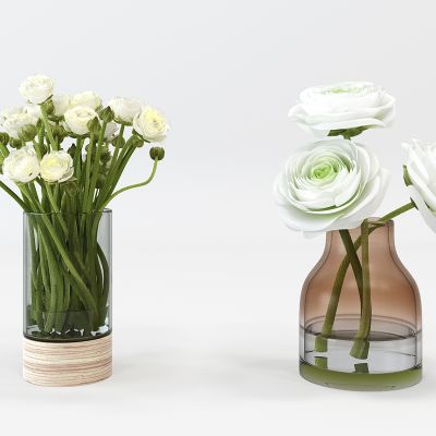 现代花艺插花花瓶白玫瑰花