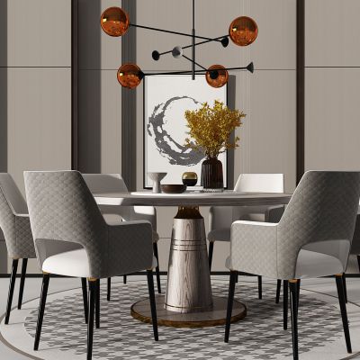 简欧餐桌椅圆形餐桌