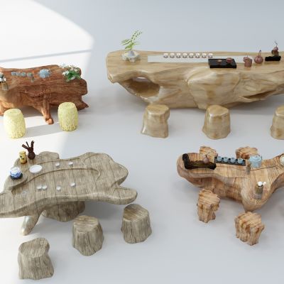 中式根雕茶海茶桌椅