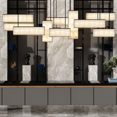 中式吊灯摆台盆景