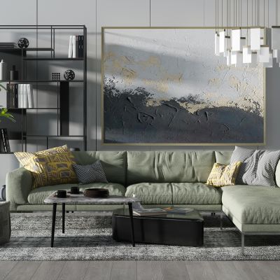 现代转角沙发吊灯组合