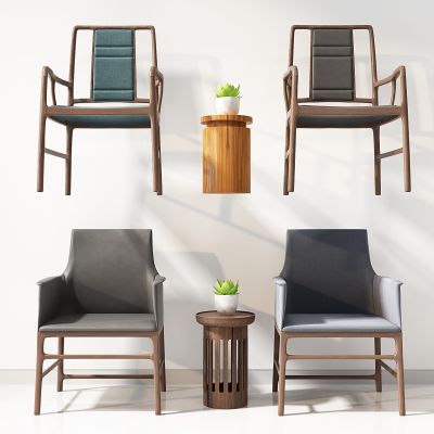 现代单椅圆几边几椅子休闲椅子