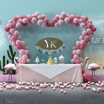 网红背景墙节日婚庆婚礼气球装饰美陈桌布蛋糕羽毛霓虹灯