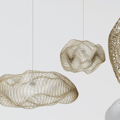 新中式个性铁网网格藤编创意吊灯