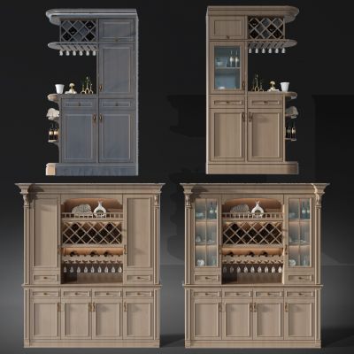 欧式实木圆角酒柜红酒洋酒