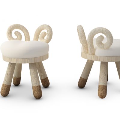 现代实木儿童凳子组合