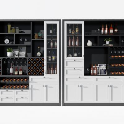 简欧酒柜酒瓶3D模型