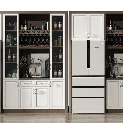 简欧酒瓶酒柜冰箱组合3D模型