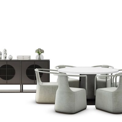 新中式餐桌椅玄关柜组合