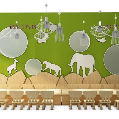 动物雕刻版艺术吊灯儿童幼儿园桌椅组合