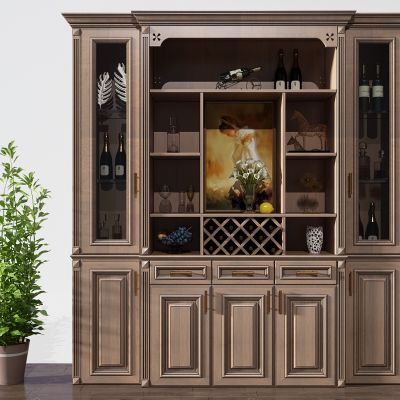 欧式实木酒柜