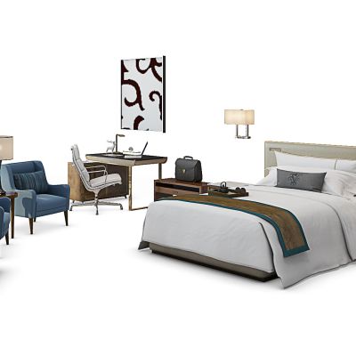 现代客房床3D模型