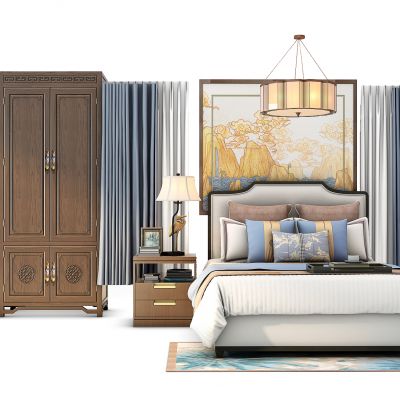 现代床衣柜组合