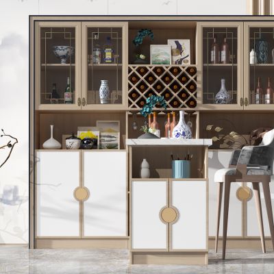 新中式酒瓶酒柜吧台吧椅