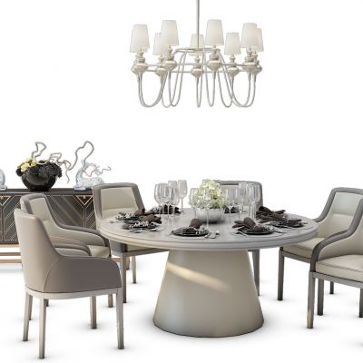 现代圆形餐桌椅组合
