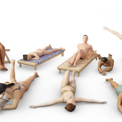 沙滩人泳池人物