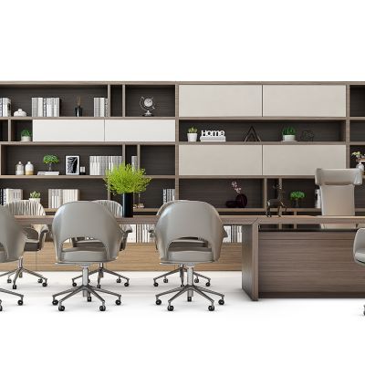 办公桌老板台书柜