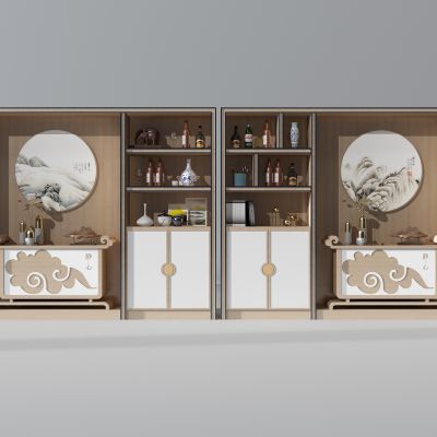 新中式红酒瓶酒柜摆台装饰柜祥云