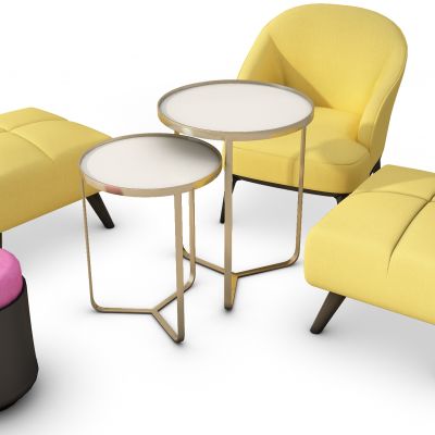 现代单椅圆几组合