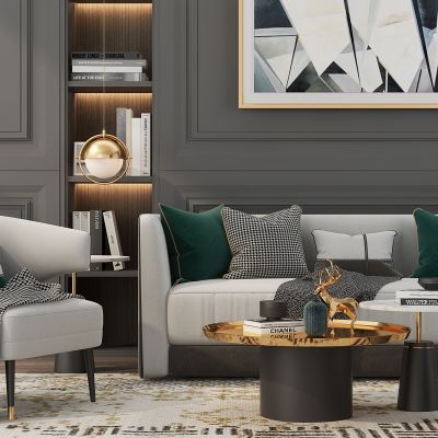 新古典沙发茶几单人沙发椅子靠包坐垫抱枕