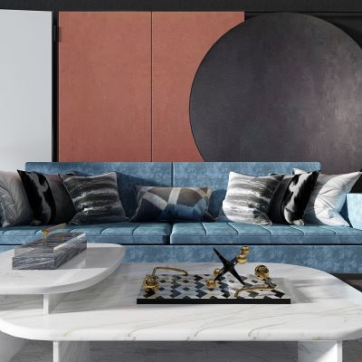 现代沙发茶几落地组合