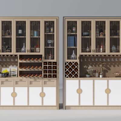 新中式酒瓶酒柜3D模型