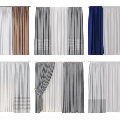 现代布艺窗帘组合