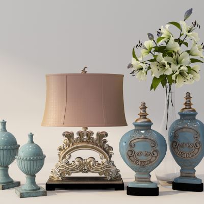 欧式台灯摆件插花