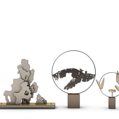 树叶梅花竹子摆件