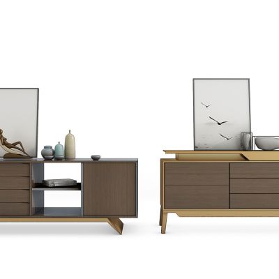 现代电视柜边柜摆件组合