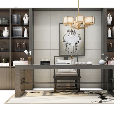 新中式老班台书柜