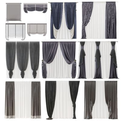 现代酒店布艺窗帘组合