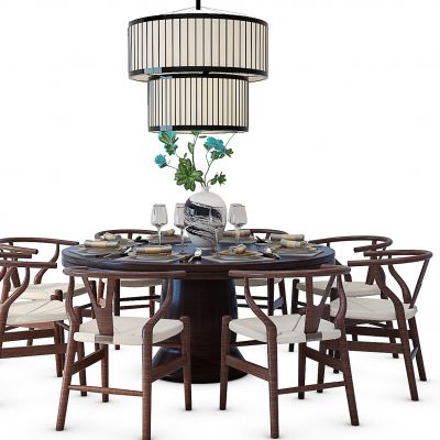 中式餐桌椅圆桌