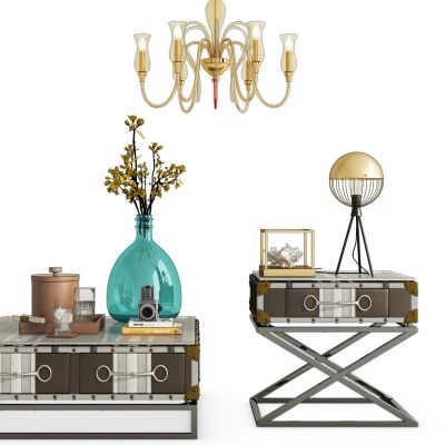 工业风茶几摆件灯几组合