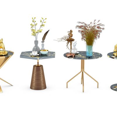 现代金属茶几摆件组合