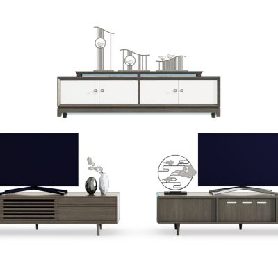 新中式边柜斗柜电视柜摆件组合