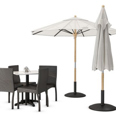 藤椅遮阳伞组合