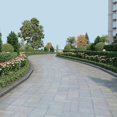 现代室外小区景观小径3D模型