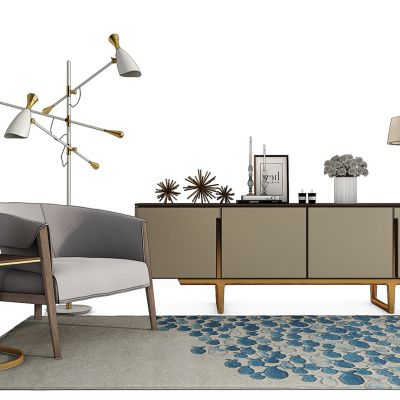 现代电视柜单椅饰品组合