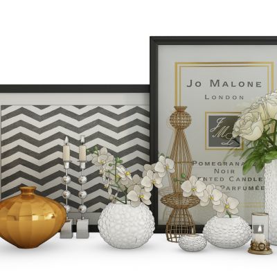 现代花瓶花卉装饰品组合玫瑰花