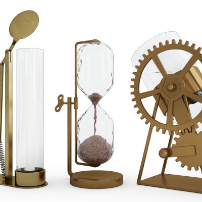 现代金属齿轮沙漏烛台装饰品摆件