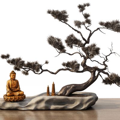 佛像盆景塔松树免费