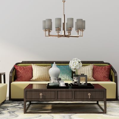 新中式沙发茶几组合