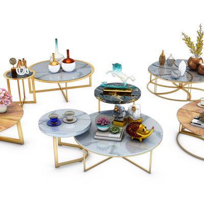 现代金属茶几摆件组合