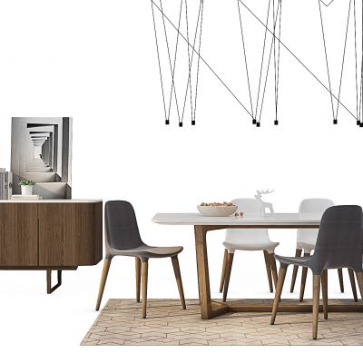 北欧简约边柜餐桌椅组合