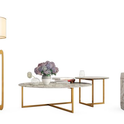 现代金属大理石茶几组合